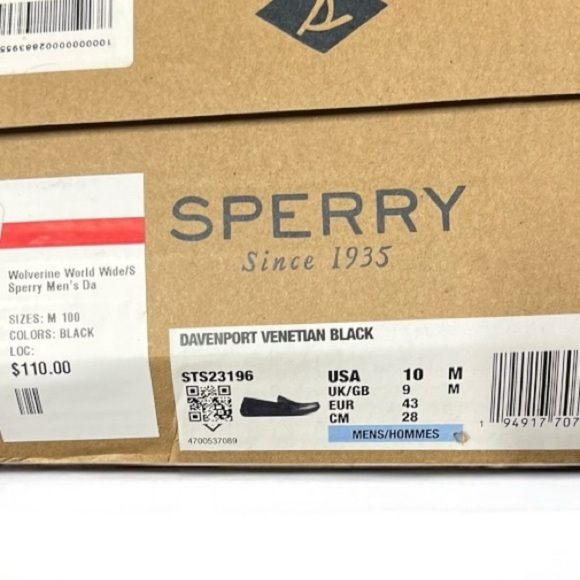 🌻NEW w.box SPERRY Black Davenport Leather Venetian Driver Casual Shoes Mens 10 - Picture 12 of 12
